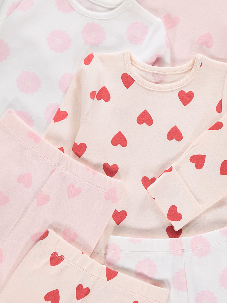 Pink Heart Long Sleeve Pyjamas 3 Pack detail 1