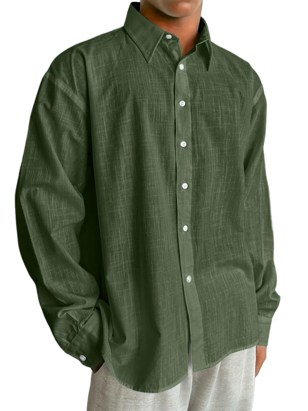 Relaxed Cotton Linen Long Sleeve Shirt