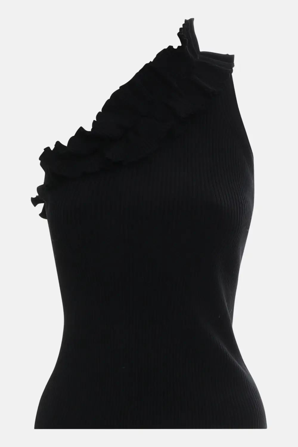 Ribbed Knit Asymmetric Tank Top