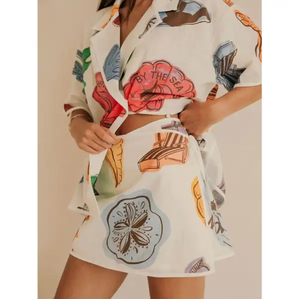 Relaxed Button Up Short Sleeve Shirt and Shorts Set