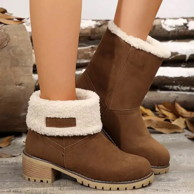 Round Toe Block Heels Boots