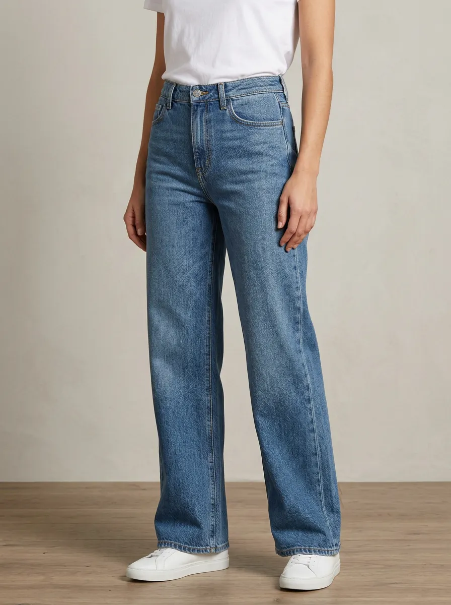 Easy-Wear Wide-Leg Denim Jeans