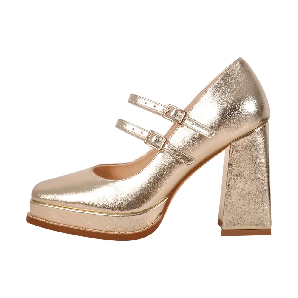 Modern Square Toe Low Platform Chunky Heel Pumps