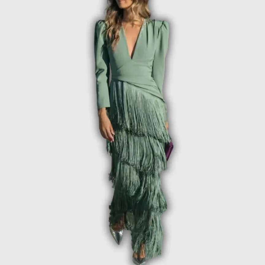 Tiered Long Sleeve Maxi Dress