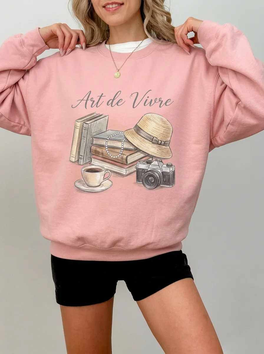 Women's Art de Vivre Books Camera Hat Graphic Sweatshirt