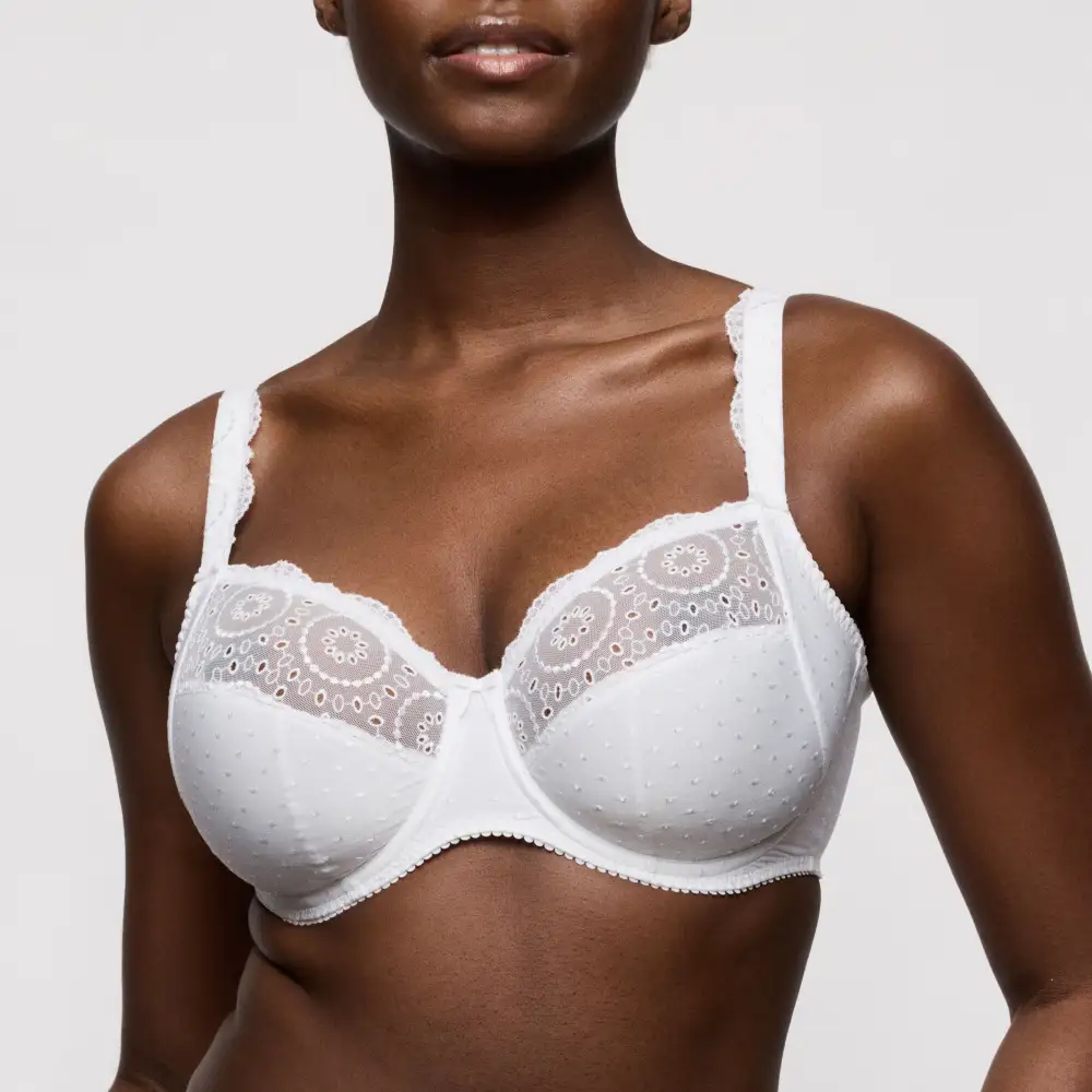 Women's Full Coverage Underwire Padded Unpadded Three-Part Cup Chimney Back Embroidery Natural Shape Bra