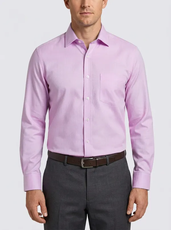 Men's Light Blue Micro-Texture Point Collar Dress Shirt