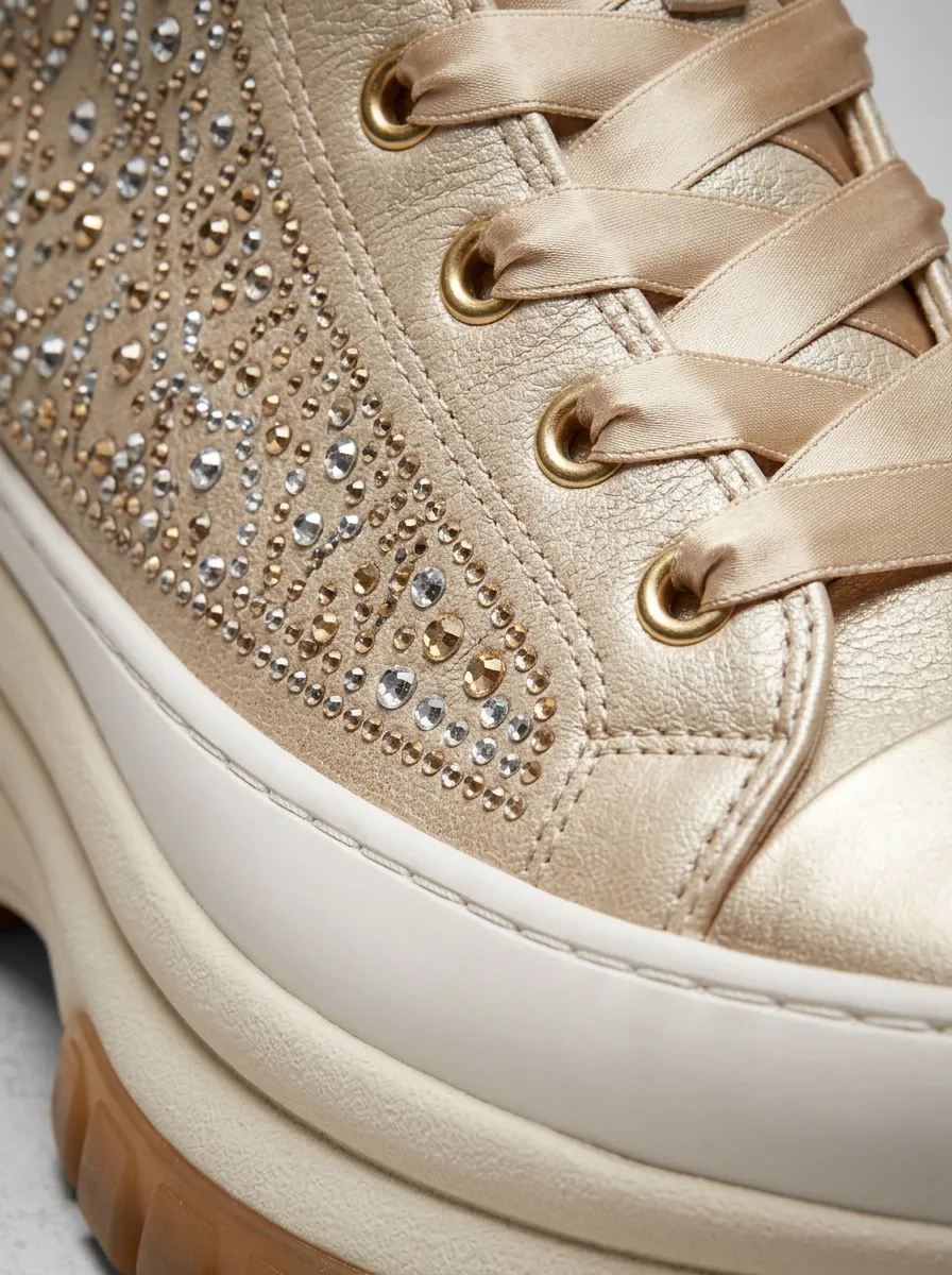 Modern Lace-Detail Women's Rhinestone Platform Shoes