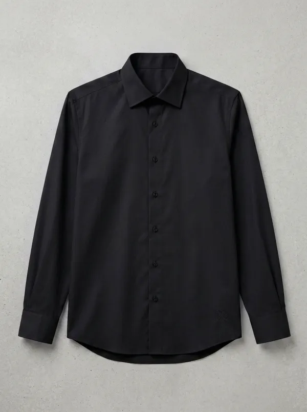 Men's Non-Iron Cotton Geometric Logo Embroidered Dress Shirt