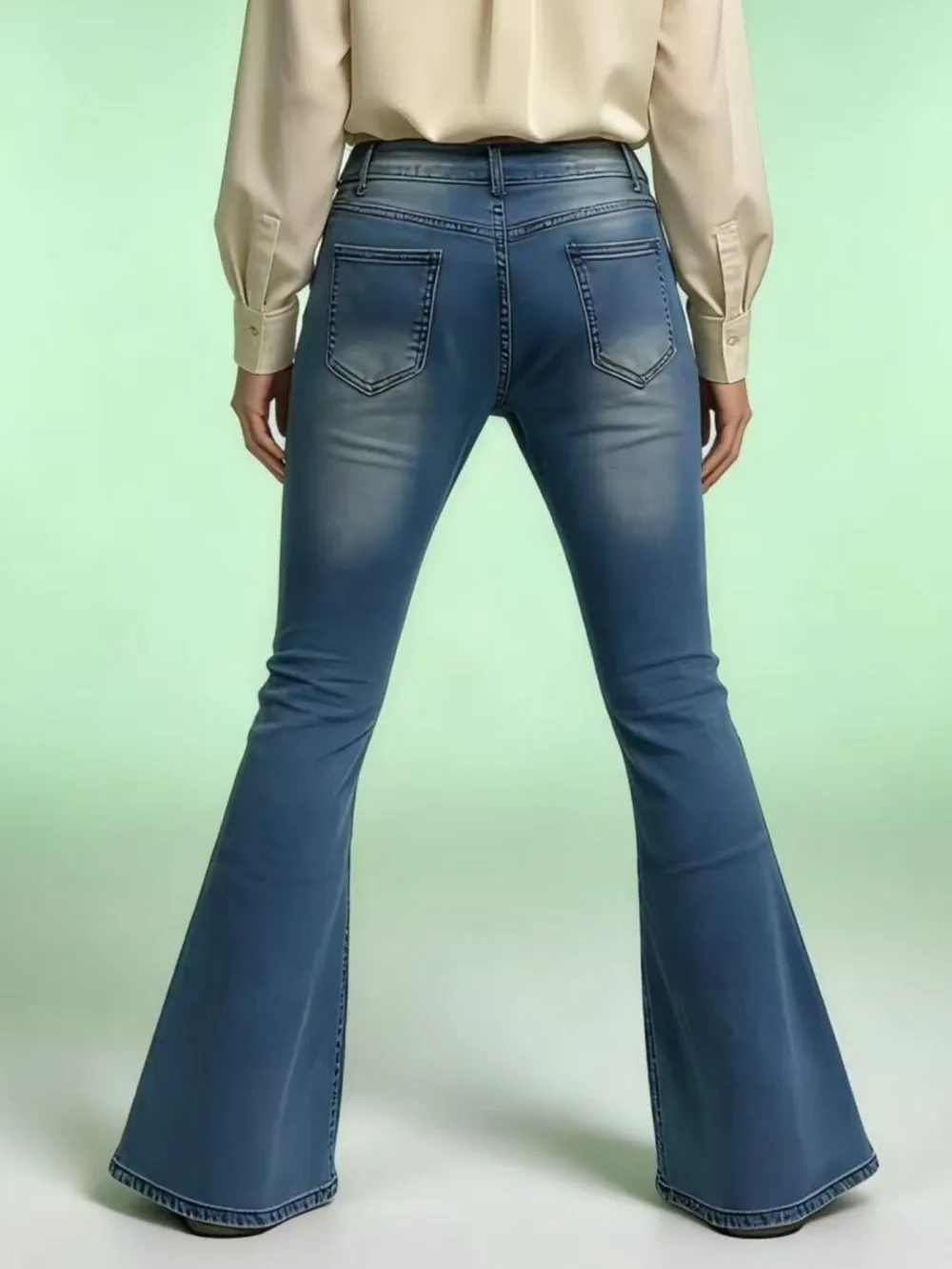 Vintage Wash High-Waisted Flare Jeans