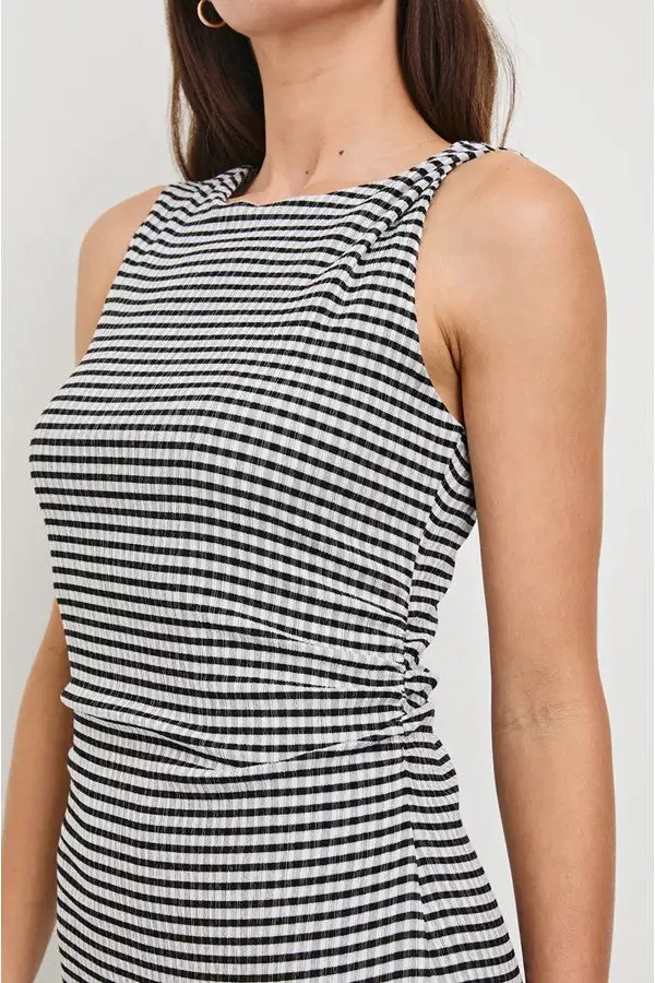 Women's Black White Gingham Midi Dress