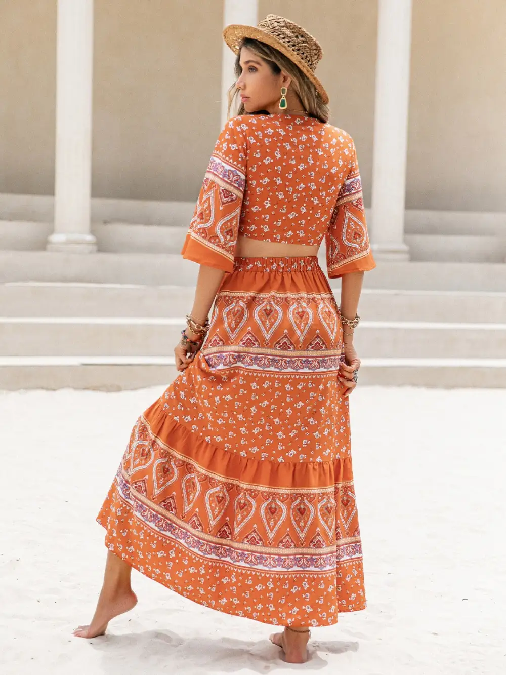 Printed Plunge Coordinated Set