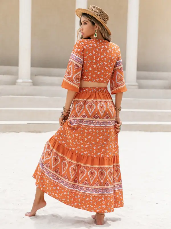 Printed Plunge Coordinated Set