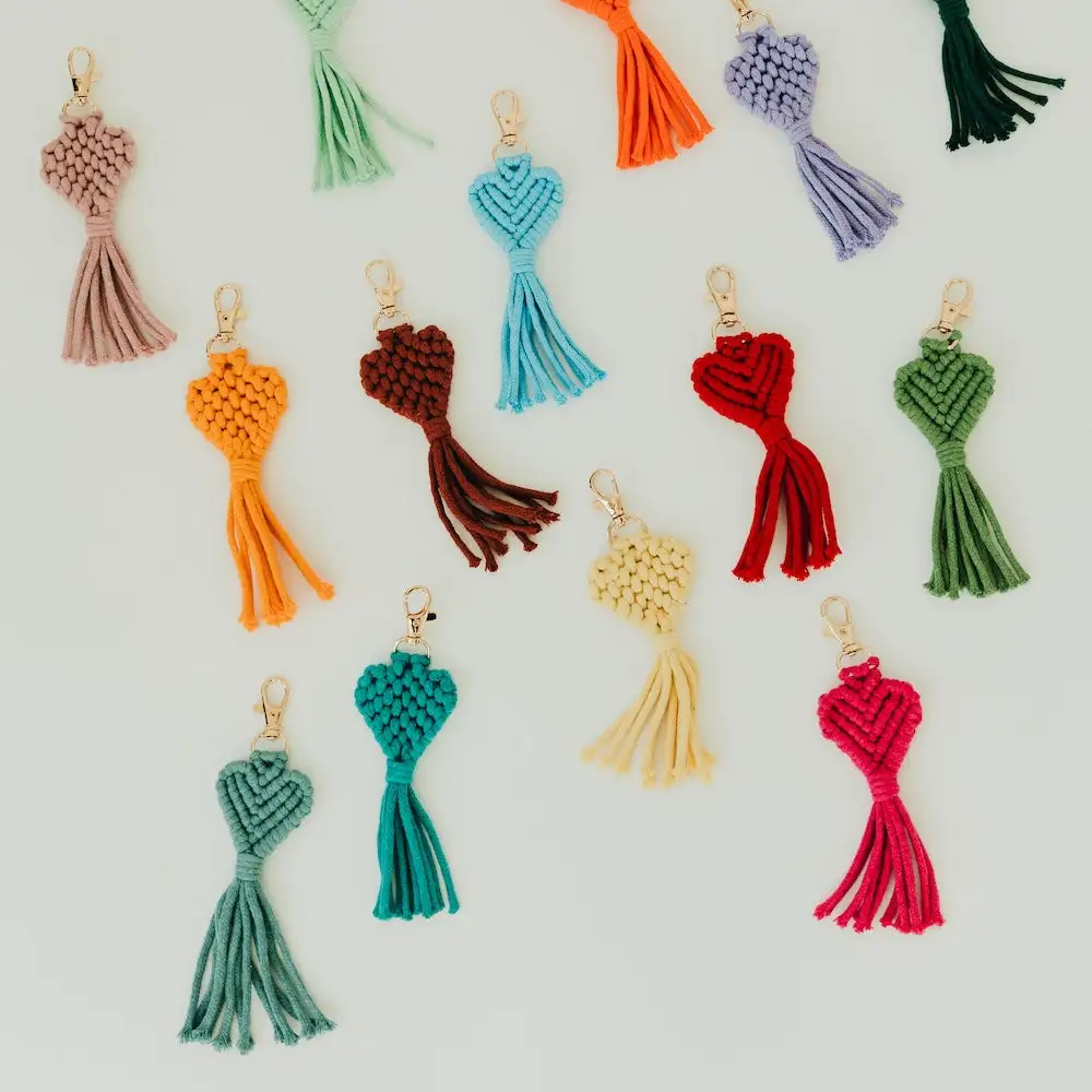 Heart Macrame Bag Charm Key Chain