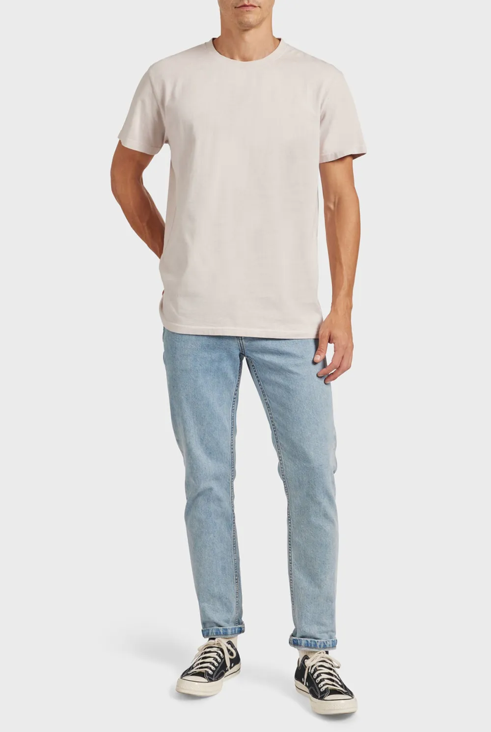 Blue Short Sleeve Crew Neck Basic Tee