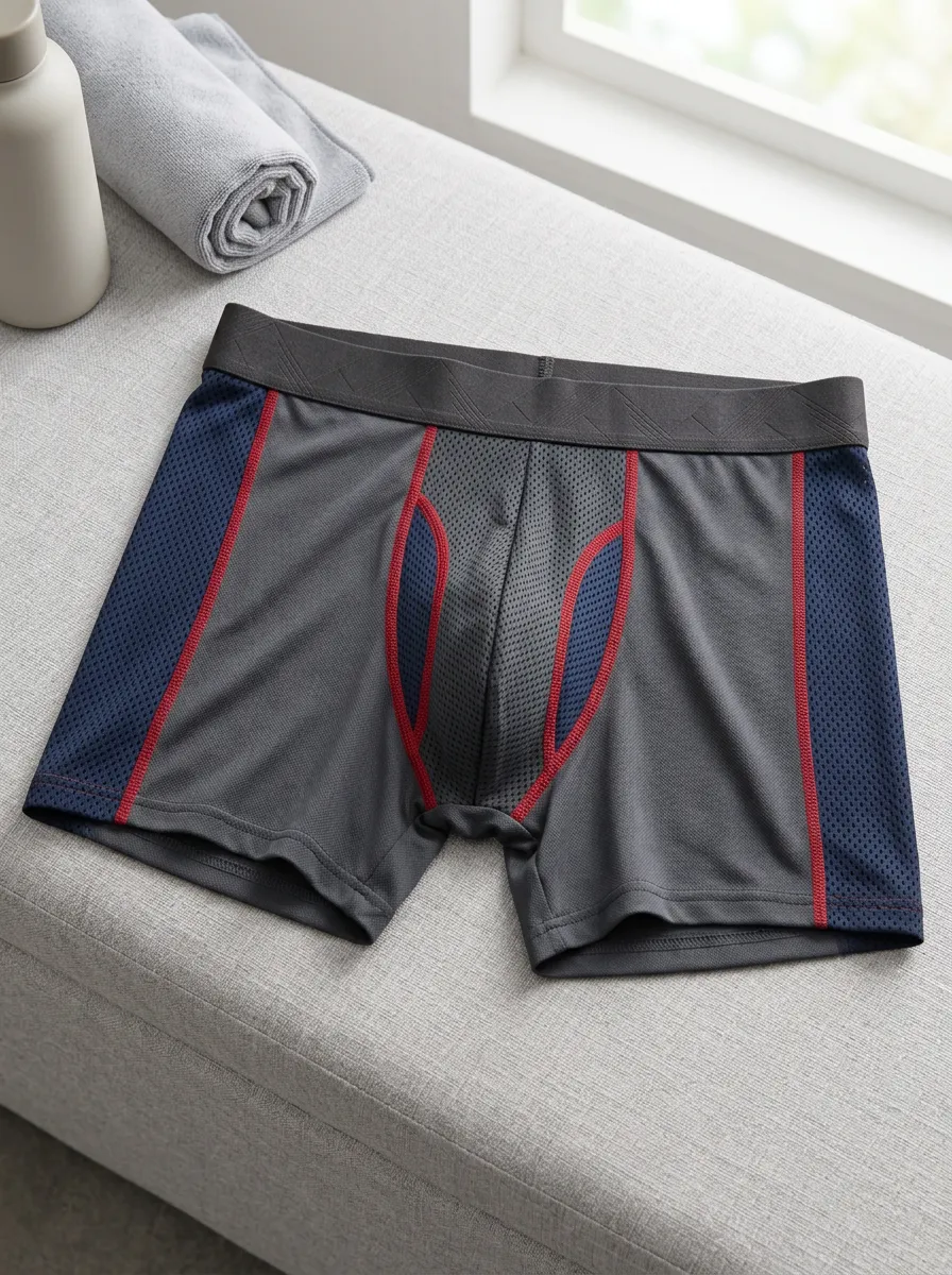 Men's Athletic Performance Mesh Contrast Stitched Boxer Briefs