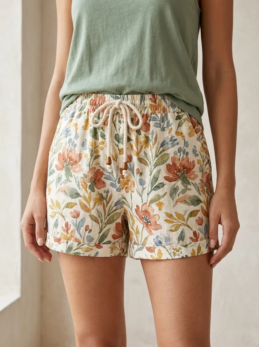 Women's Botanical Lover Watercolor Floral Printed Shorts