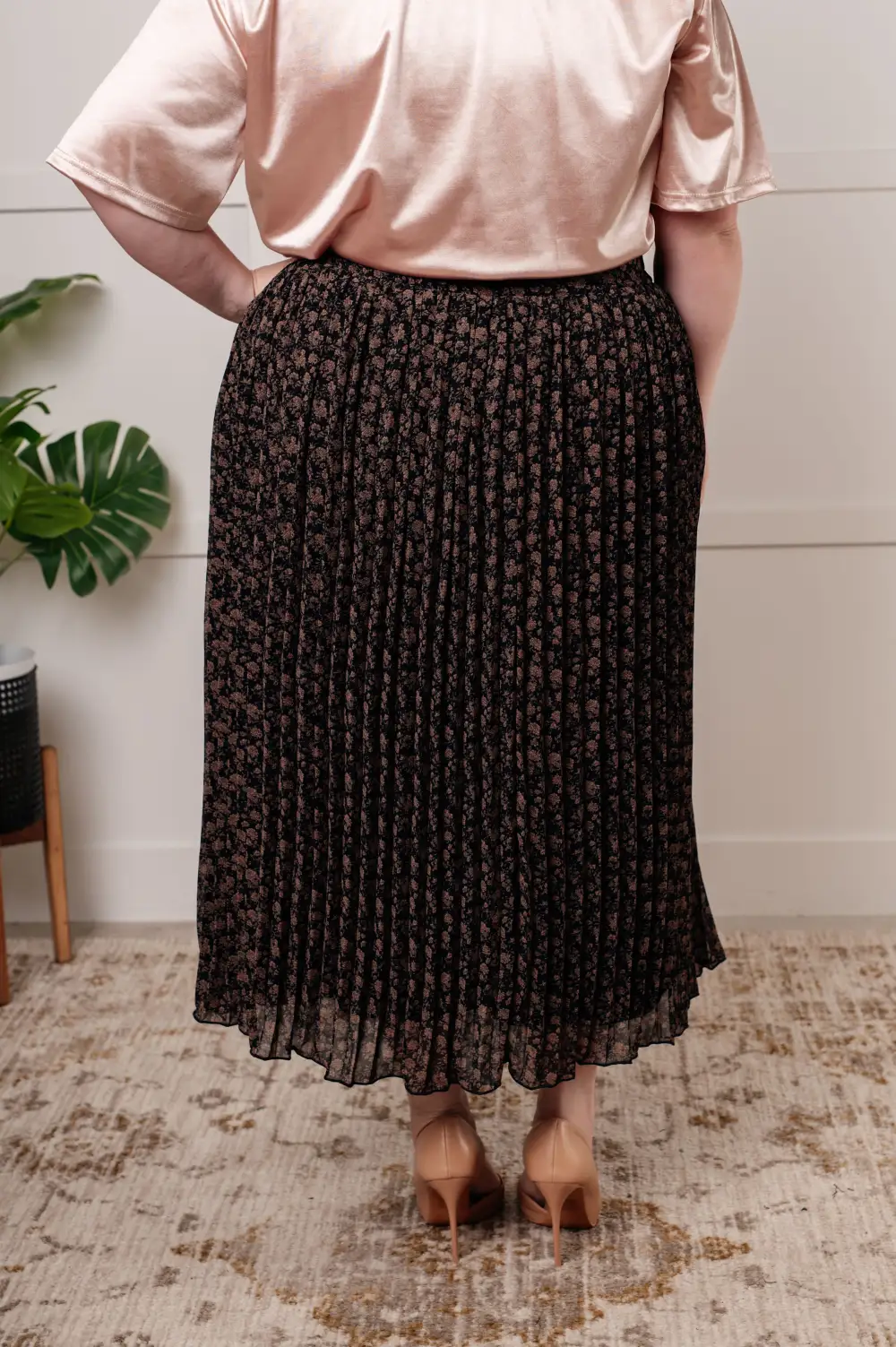 Pleated Floral Skirt