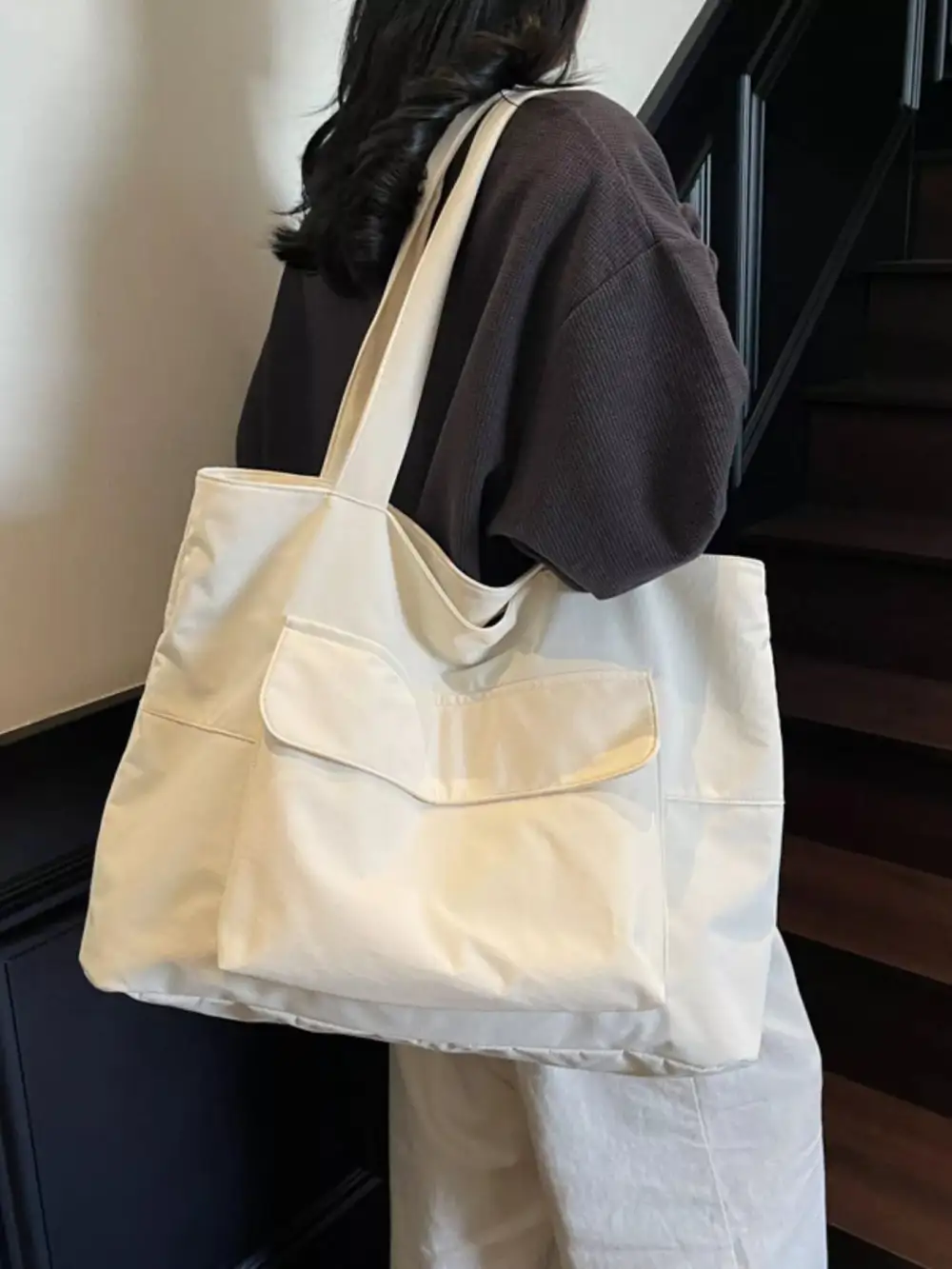 Lightweight Nylon Shoulder Tote Bag