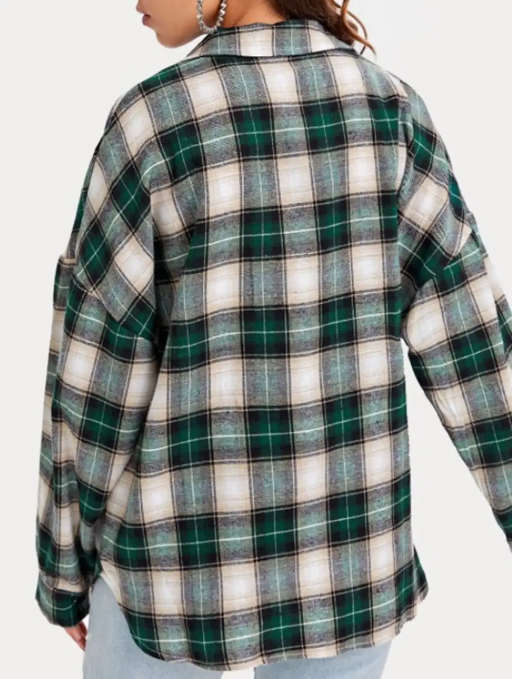 Plaid Loose Fit Long Sleeve Shirt Jacket