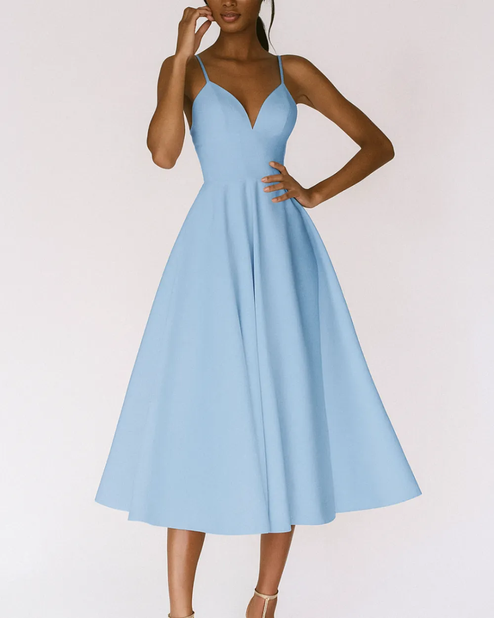 Formal V Neck Occasion Midi Dress