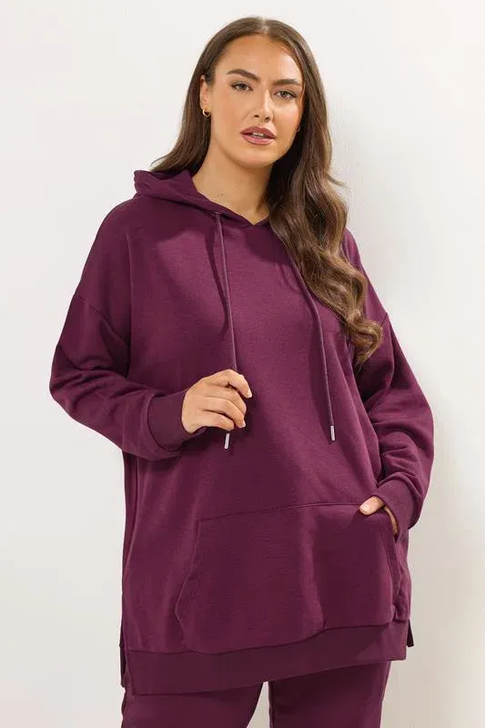 Burgundy Red Pocket Front Hoodie