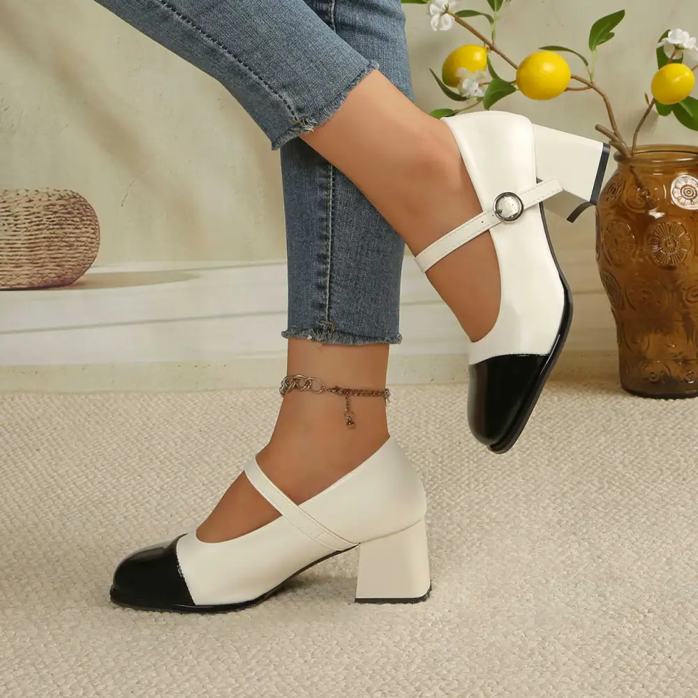 Flexible Strap Low Heel Shoes