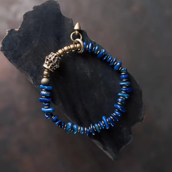 Vintage Irregular Shape Design Lazurite Lapis Lazuli Bracelet