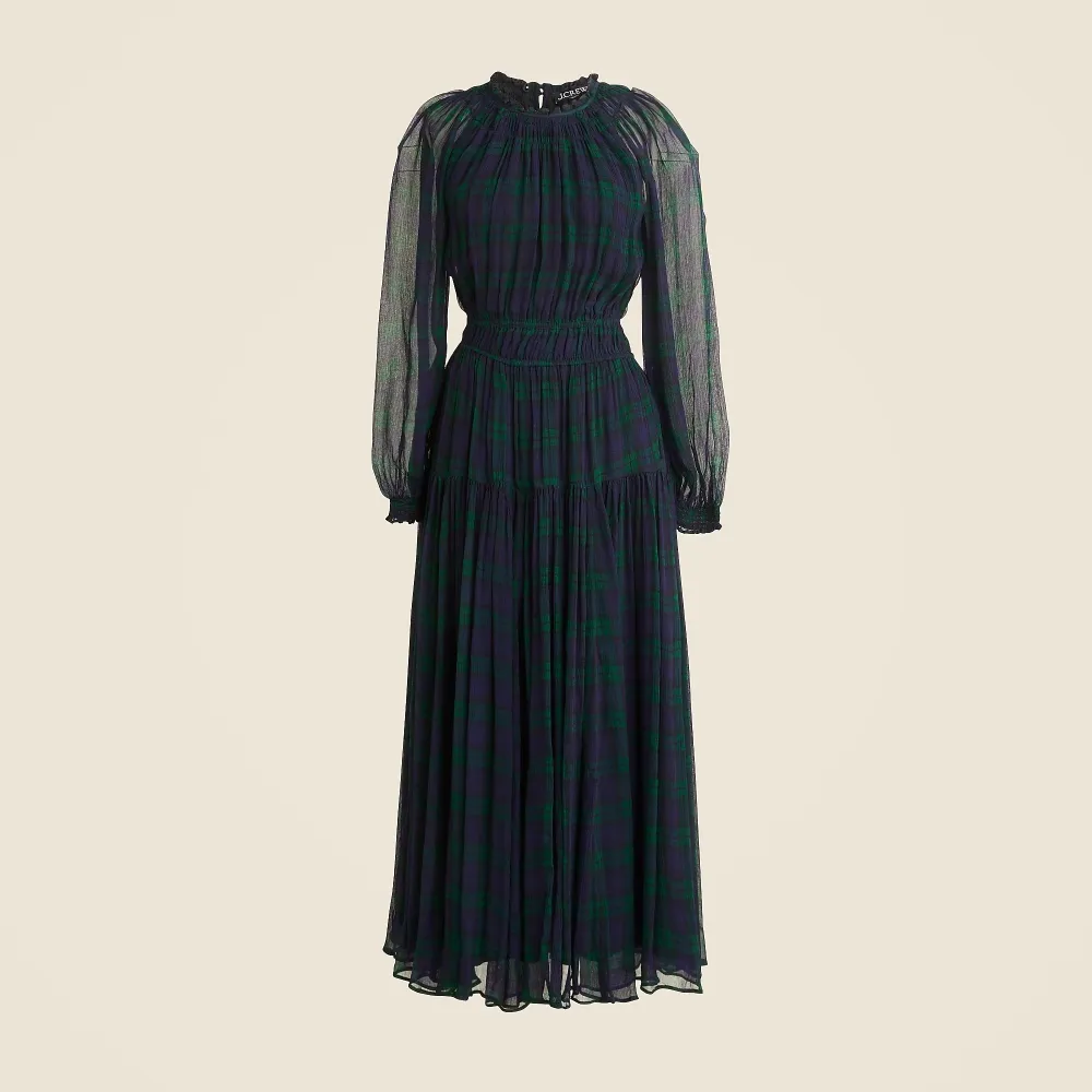 Crinkle Chiffon Sheer Long-Sleeve Dresses