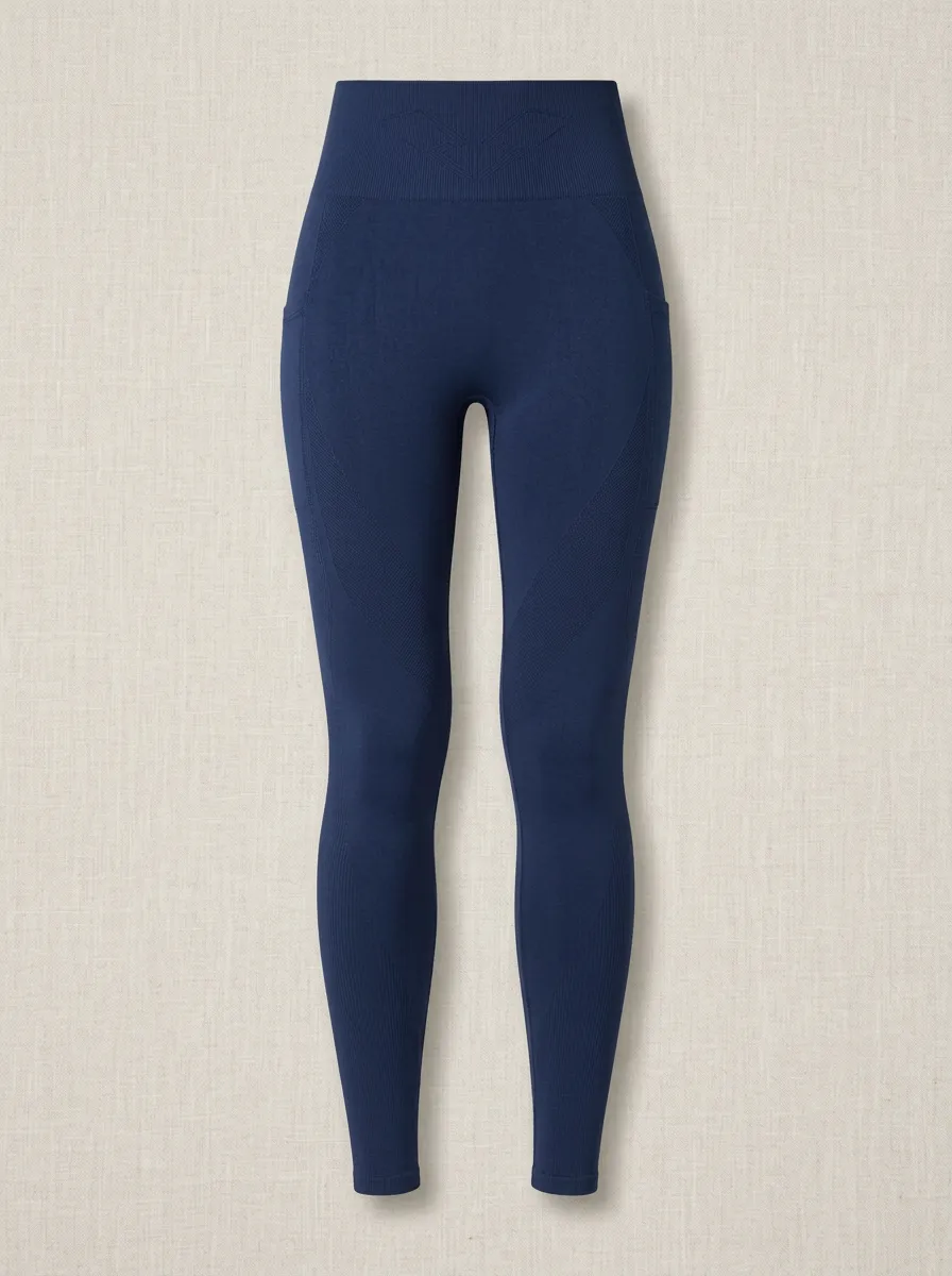 Women's Fitness Workout Navy Blue Seamless High-Waisted Leggings