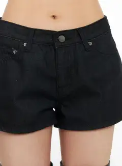 Low Waist Wash Denim Shorts