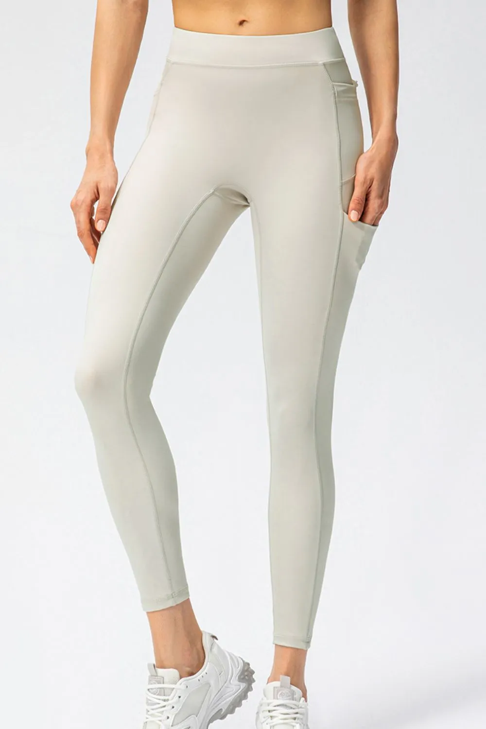 Slim Fit High Waist Long Sports Pants With Pockets