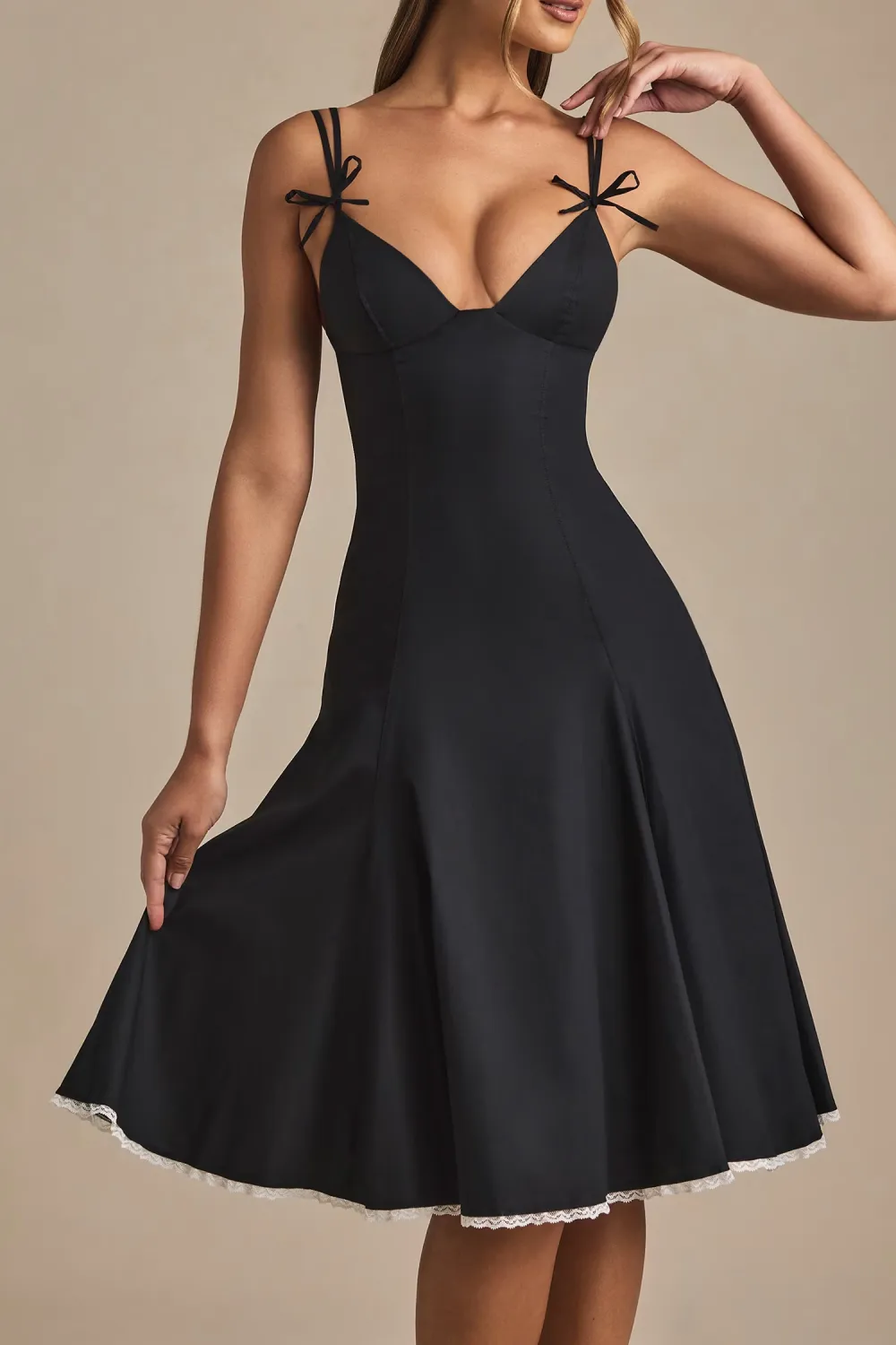 Pure Cotton Breathable Girly Bowknot Ladies Dress