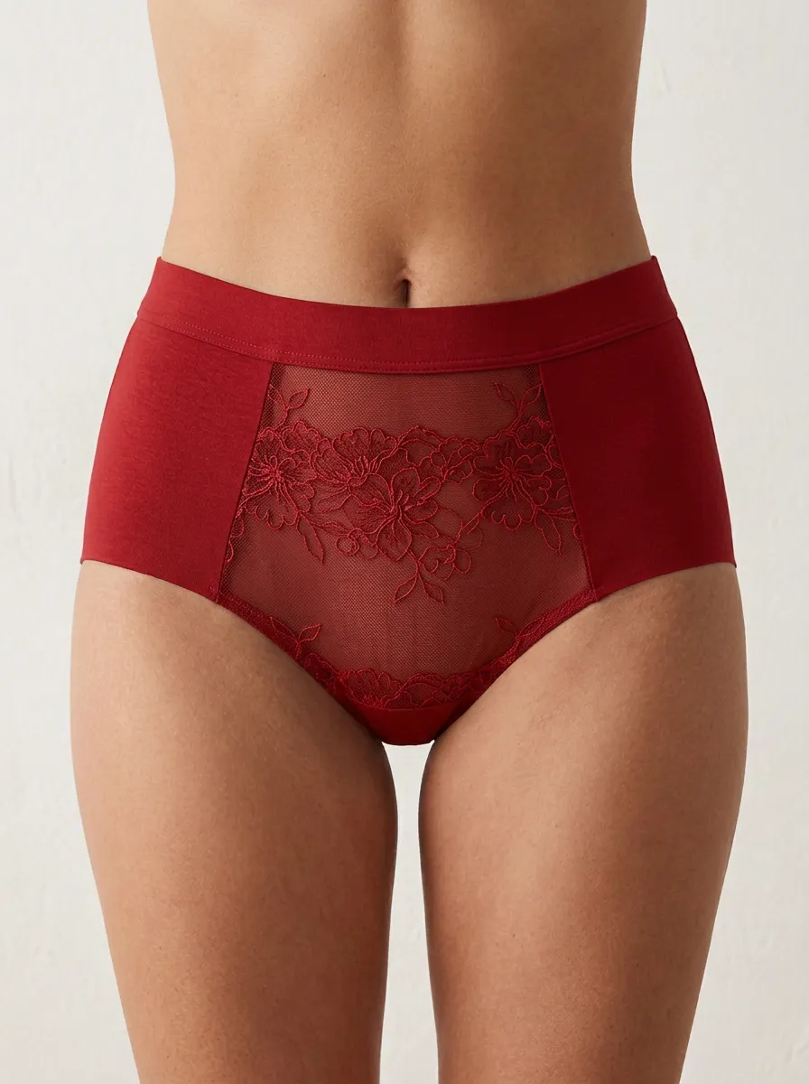 Women's High-Waisted Floral-Lace Panties