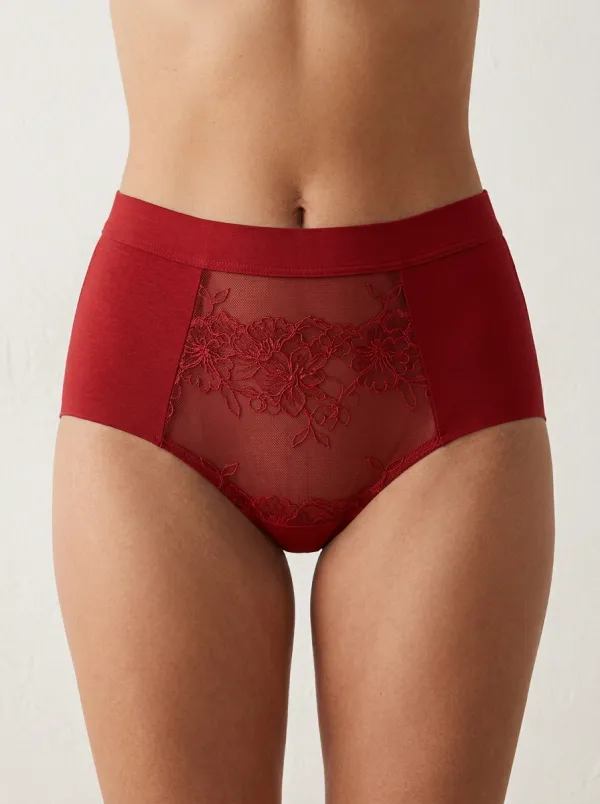 Women's High-Waisted Floral-Lace Panties