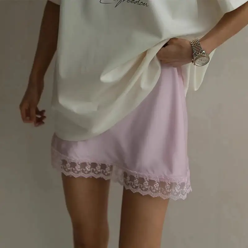 Mini Lace Satin A-Line Skirt