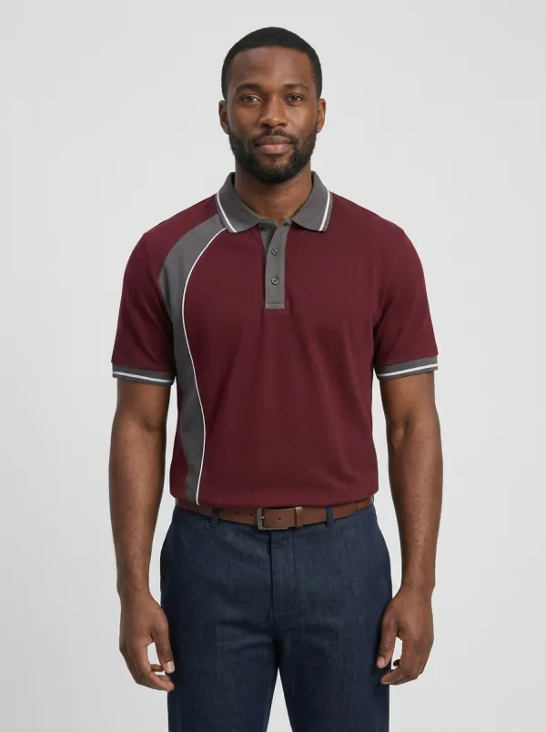 Men's Casual Sporty Colorblock Contrast Panel Polo Shirt
