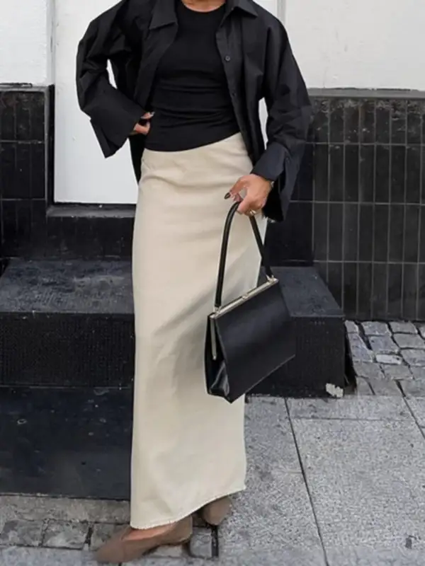 Modern Slit Midi Skirt