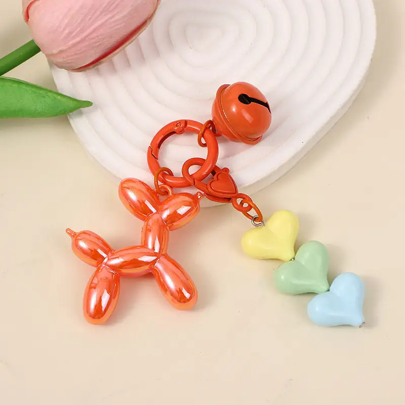 Balloon Dog Car Keychain Heart Charm Bag Accessory Gift