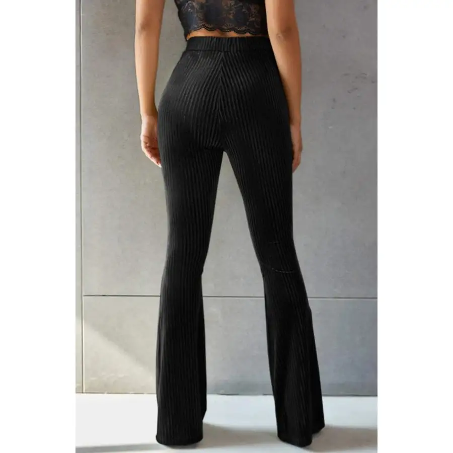 Ribbed High Waist Flare Pants