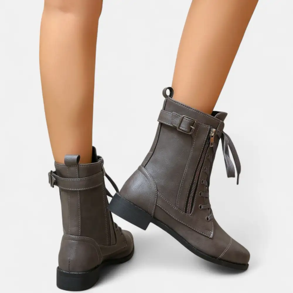 Lace Up Buckle Strap Combat Boots