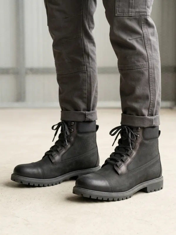 Unisex Geometric Pattern Embossed Print Work Boots