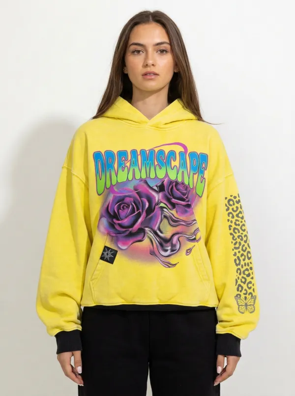 Unisex Streetwear Leopard Butterfly Rose Hoodie
