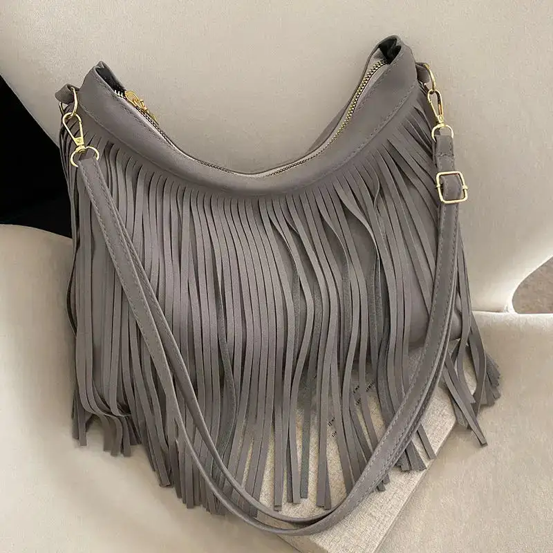Elegant Detail: Tassel Red Leather Mini Crossbody Bag