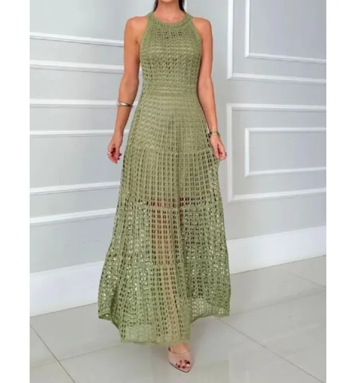Hollowed Out Sleeveless Maxi Dress