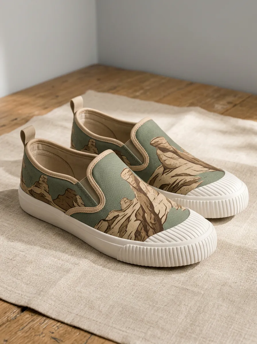 Men's Nature Lover Desert Mountain Printed Canvas Shoes