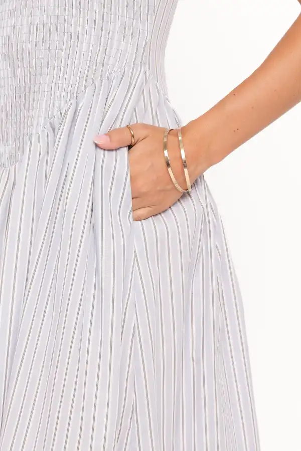 Shirred Round Neck Maxi Dress