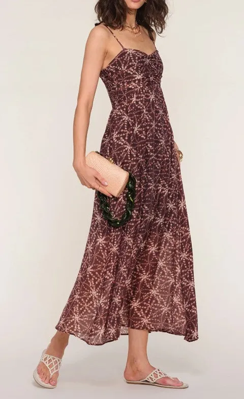 Women's Burgundy Star Print Maxi Dress