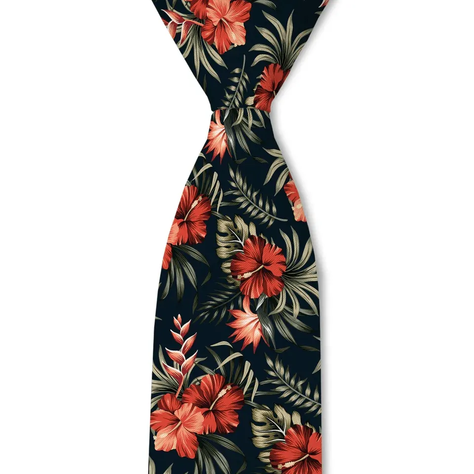 Hibiscus Floral Pattern Necktie