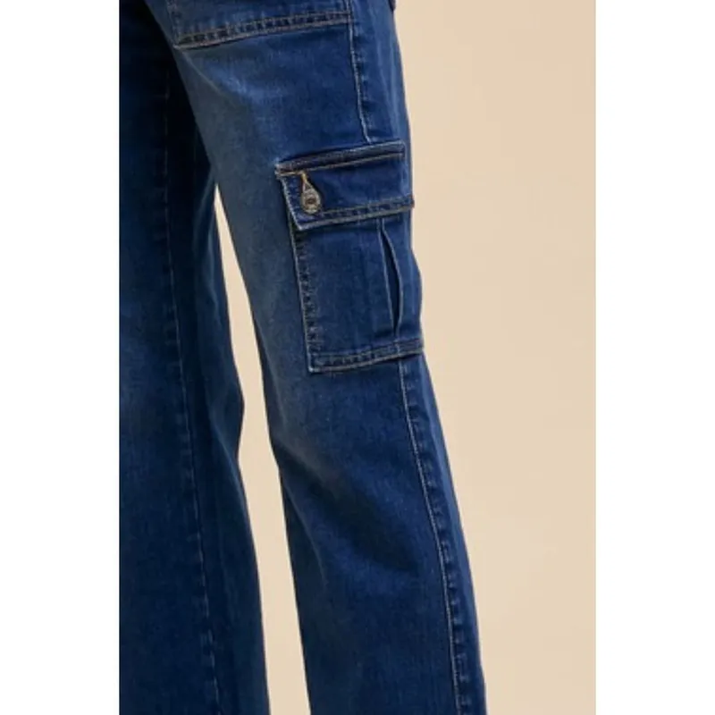 Straight Leg Jeans with Cargo Pockets